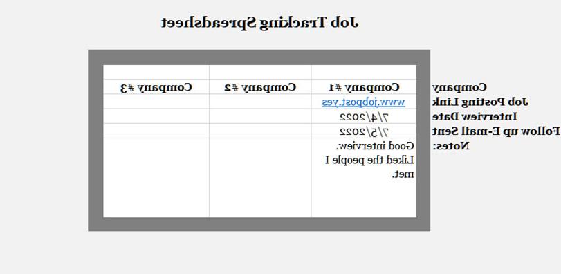 Job Tracking Spreadsheet example